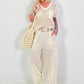 Crochet trousers with lurex - beige