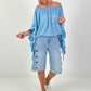 Tunic with side ruffles - light blue