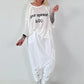 Oversized gebreid T-shirt met statementprint - wit