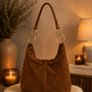 Genuine leather bag with elaborate details - brown