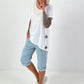 T-Shirt with side eyelets - white