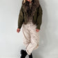 Jacke mit Fellkragen - oliv
