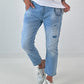 Jeans Hose destroyed  - hellblau