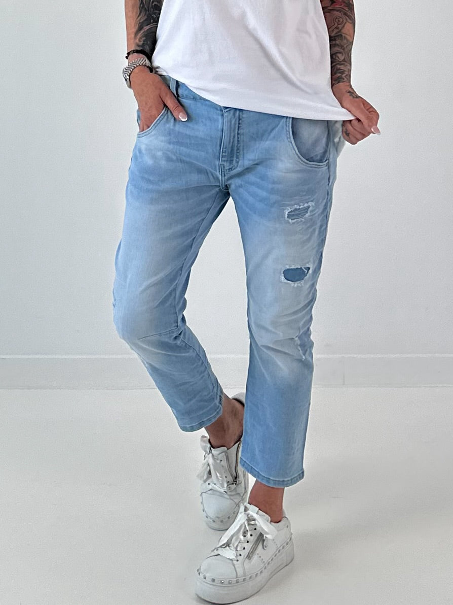 Jeans Hose destroyed  - hellblau