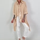Oversized asymmetrical blouse with tie - sand