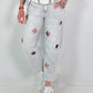 Jeans with silver eyelets - gray