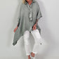 Oversized Bluse asymmetrisch mit Krawatte - khaki