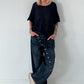 Lightweight half-sleeve sweater - navy