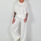 Two-piece set with asymmetrical shirt - white