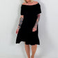 Dress with short sleeves and flounce - black