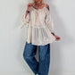 Tunika mit Lochstickerei und Off-Shoulder Cut-Outs - beige
