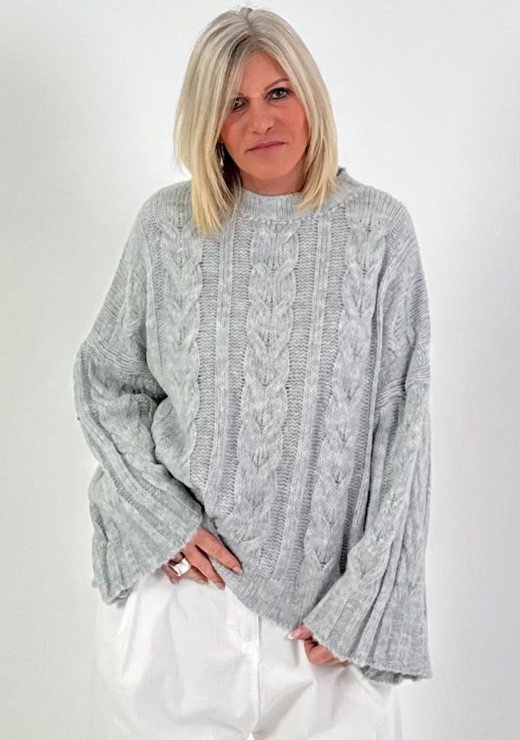 Pullover Modell "Soft Cable Knit" - hellgrau