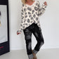 Pullover mit V-Ausschnitt und Leo-Print - leo-anthrazit