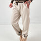 Leather-look trousers, model "Cream Flow" - beige