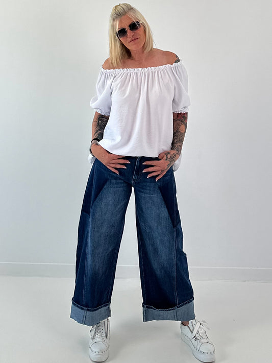 Carmen Tunika mit halben Arm  - weiss