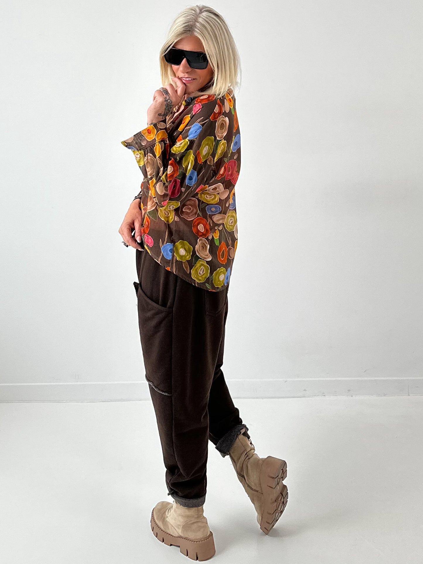 Tuniek model "Flower" - chocolade-veelkleurig