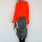 Pullover mit Stulpenärmeln und Zopfmuster - neonorange