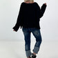 Oversized sweatshirt met gedetailleerde afwerking - zwart