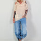 Leinenshirt mit off-Shoulder Cut-Outs - beige
