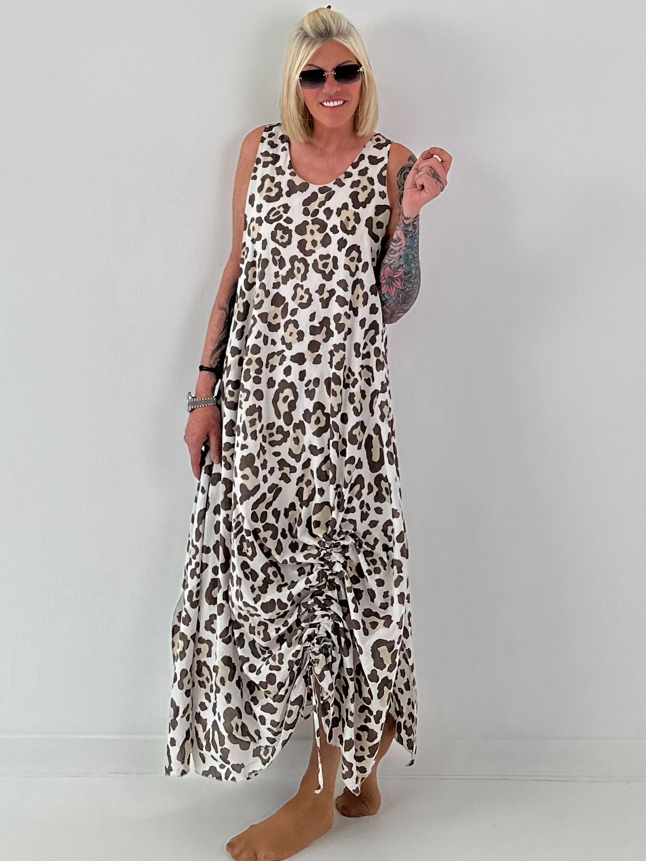 Leo Sommerkleid mit Raff-Detail - beige