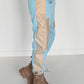 Sweathose im Materialmix - hellblau -beige