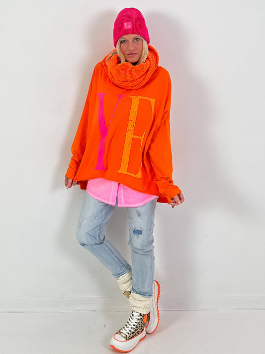 Oversized shirt model “YEAH” - neon orange