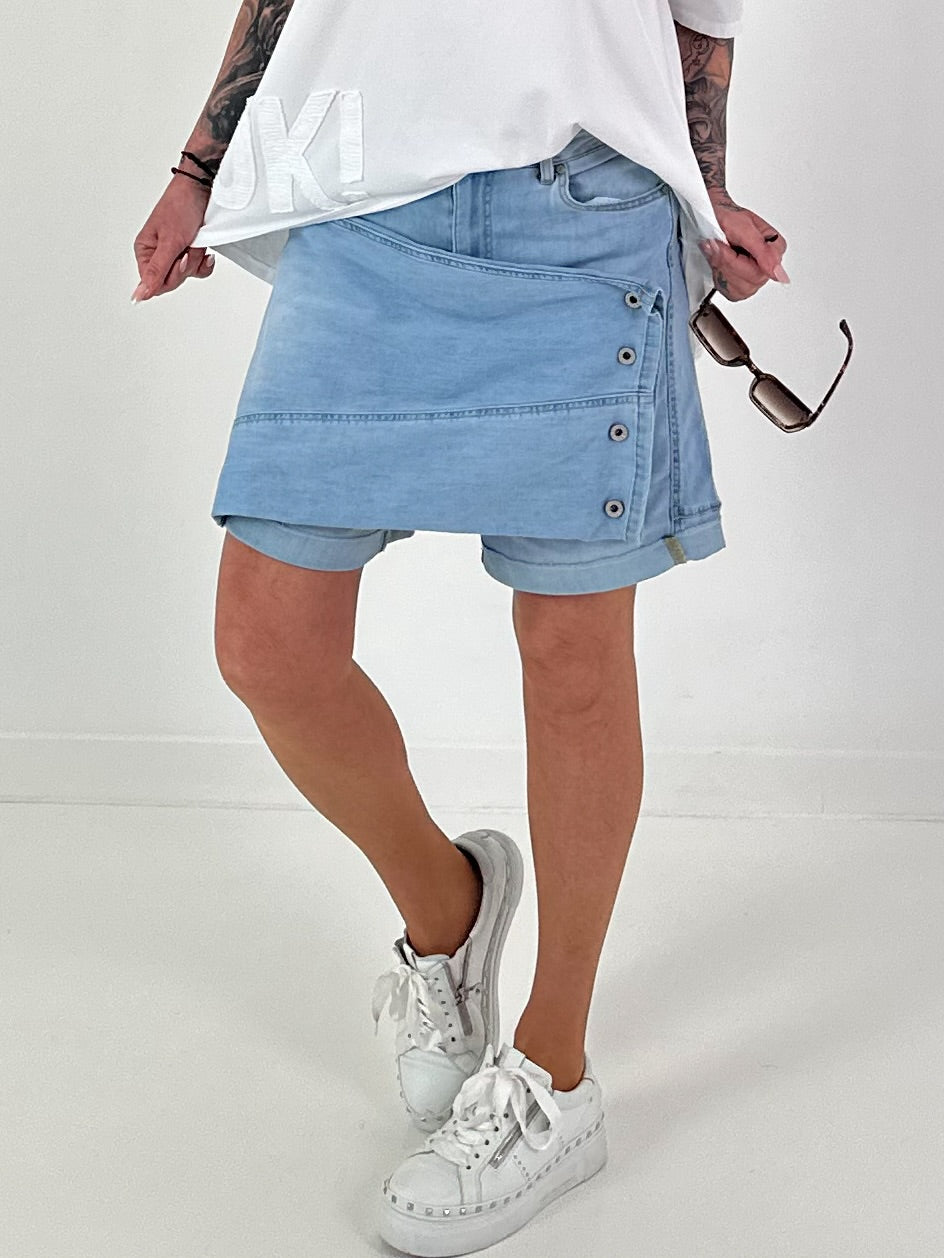 2-in-1 denim shorts - light-denim