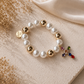 Giuno Armband mit Kreuzanhänger - weiss-gold