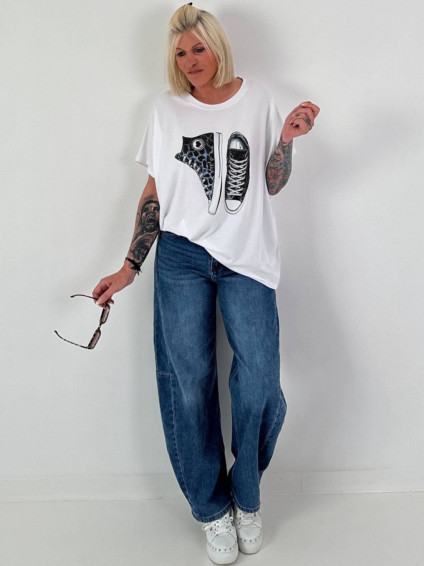 T-Shirt Chucks - weiss-blau