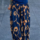 Leichte Pumphose mit floralem Print  - blau-camel