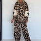 Zweiteiler mit Leo-Print und Stern-Patches - mehrfarbig