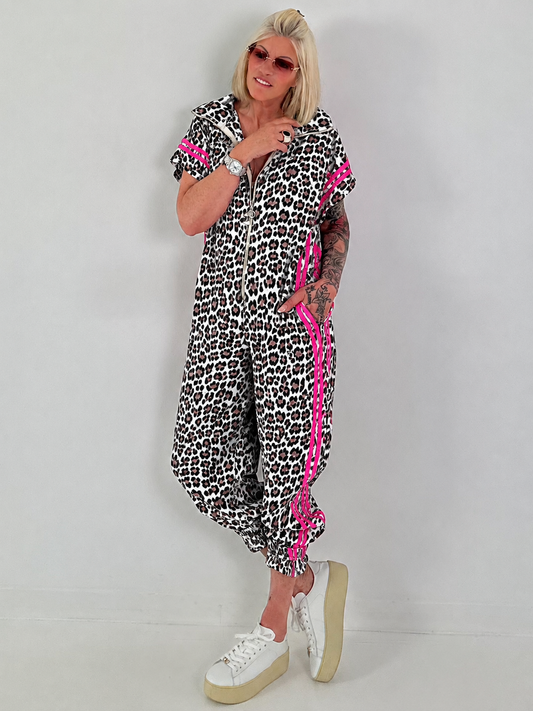 Overall mit kurzem Arm-leo- pink