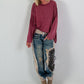 Oversized Shirt stone washed - burgunda