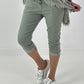 Capri Hose mit Bindeband - salbei