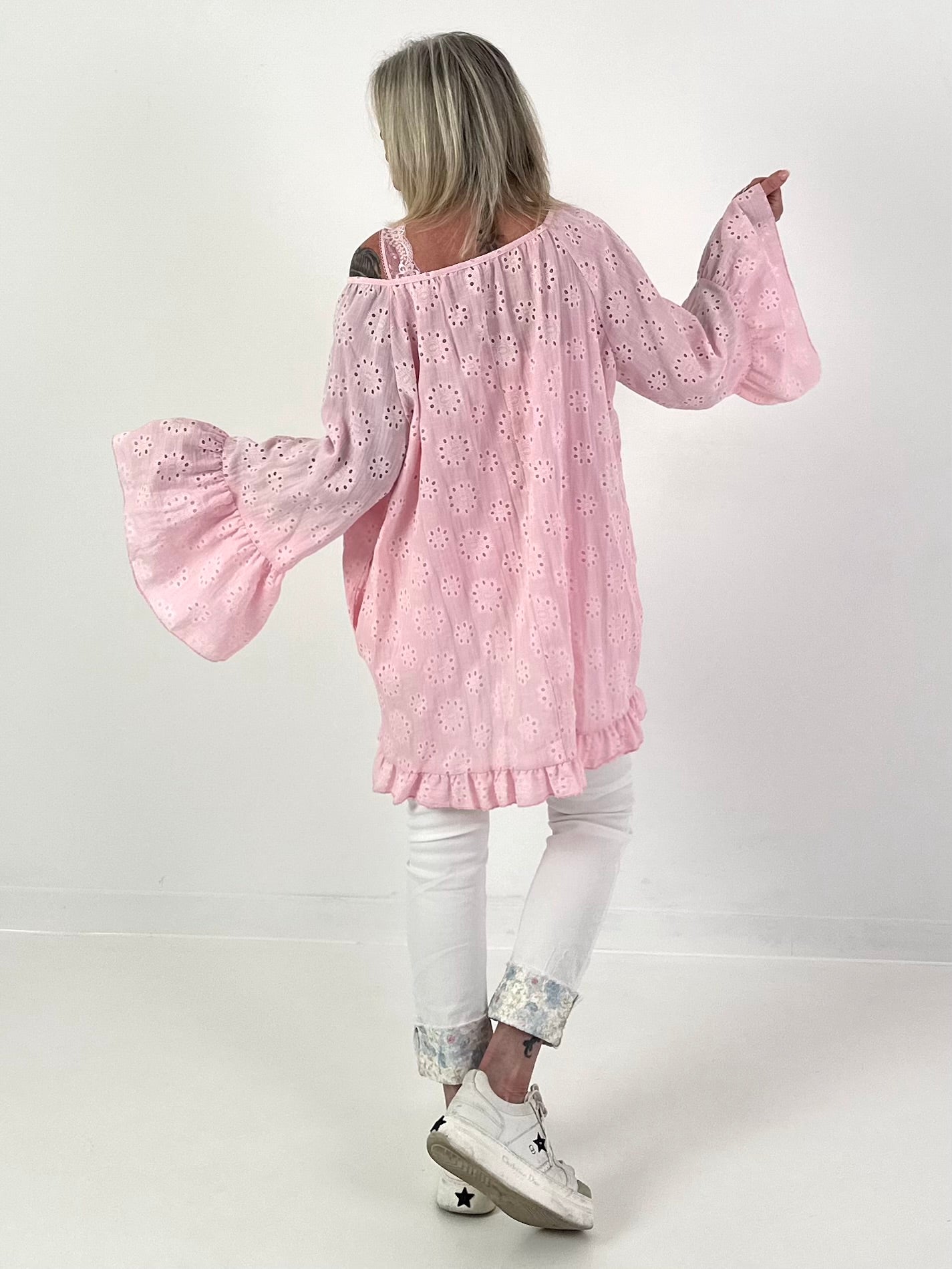 Tunika/Kleid mit Lochstick - rosa