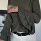 Mesh Shirt mit Punkten und Volantärmeln - oliv