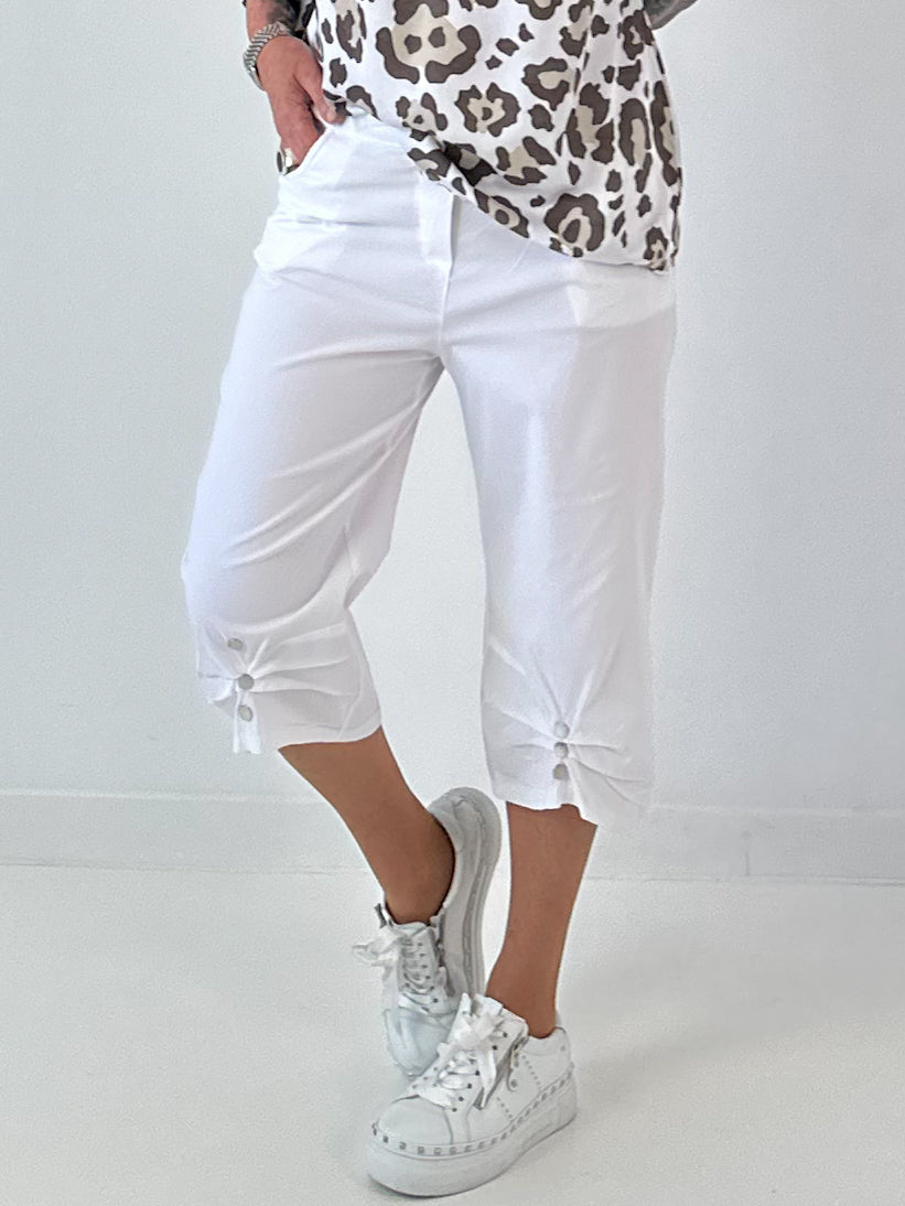 Hose mit Druckknöpfen Details - weiss