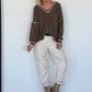 Kuscheliger Pullover mit V-Ausschnitt - taupe-rosa