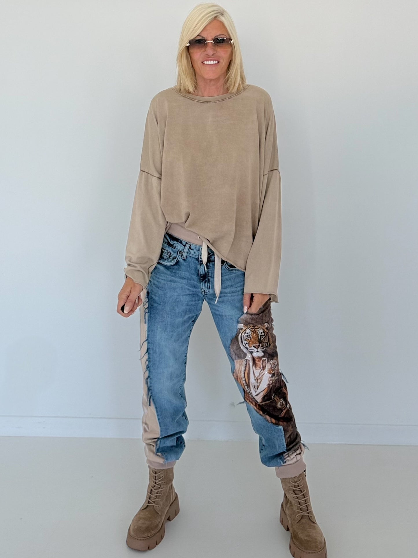 Oversized Shirt stone washed - taupe