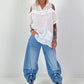 Jeans with gathered snap-button hem - denim