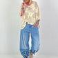 Mesh shirt with 3D fabric flowers - beige