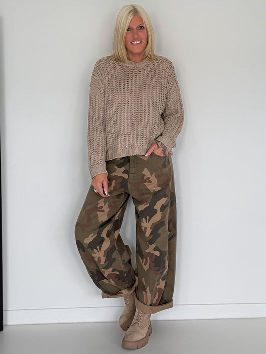 Pullover mit Pailletten - taupe