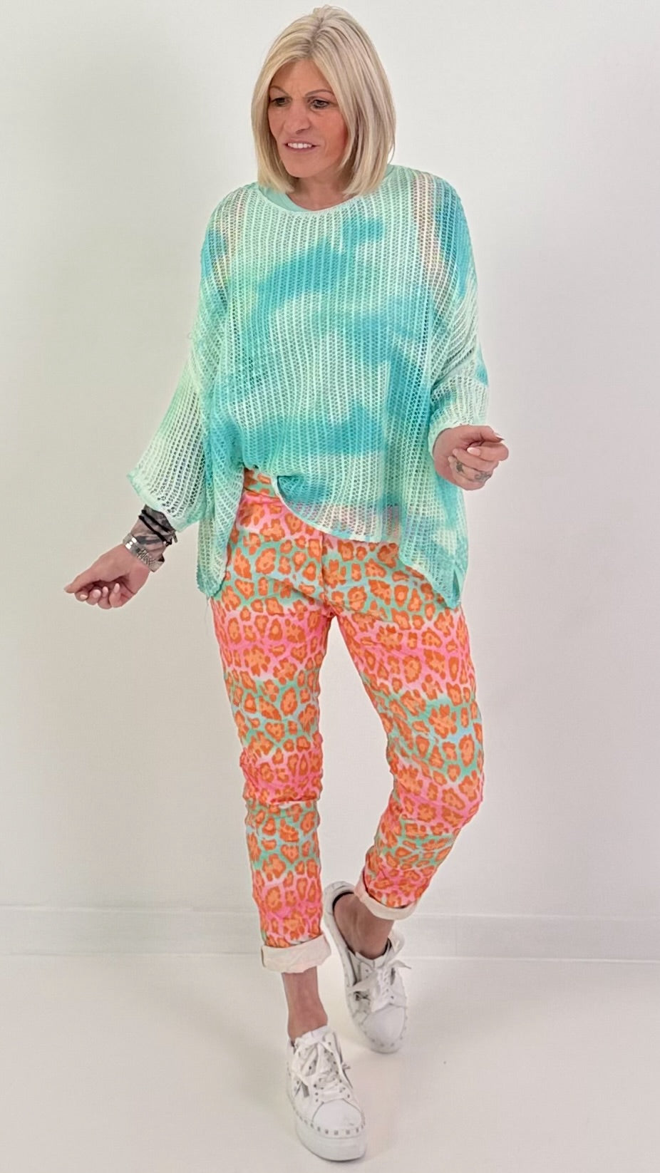 Batik Häkelpullover - mint