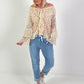 Lace tunic with ruffles - beige