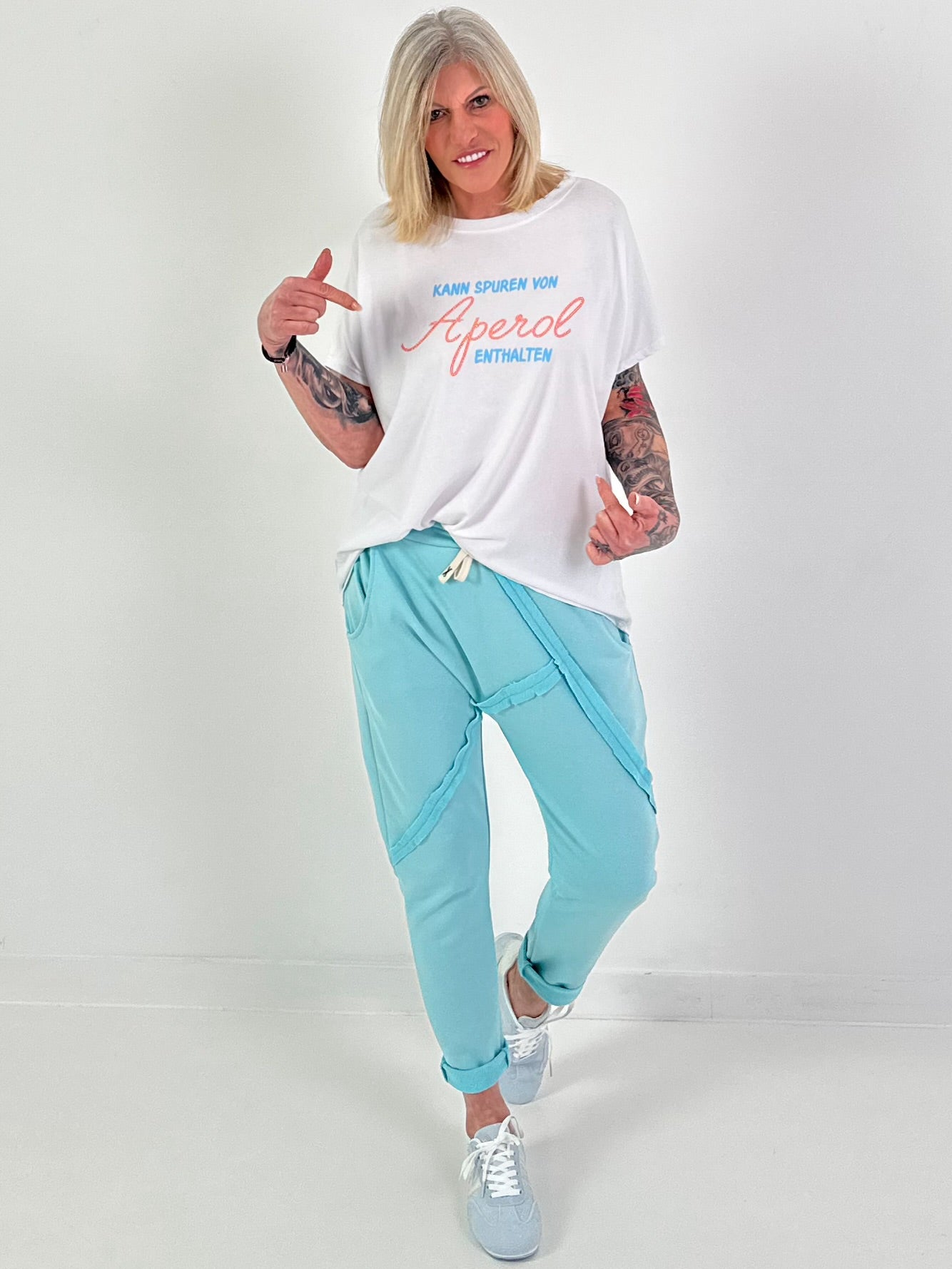 T-Shirt Statement - weiss-hellblau