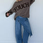 Oversized Strickpullover Dont Touch Me - taupe-mokka