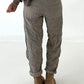 Hose mit elastischem Bund und Knopfleiste quer - taupe