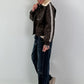 Stylish pilot jacket in a leather look - mocha