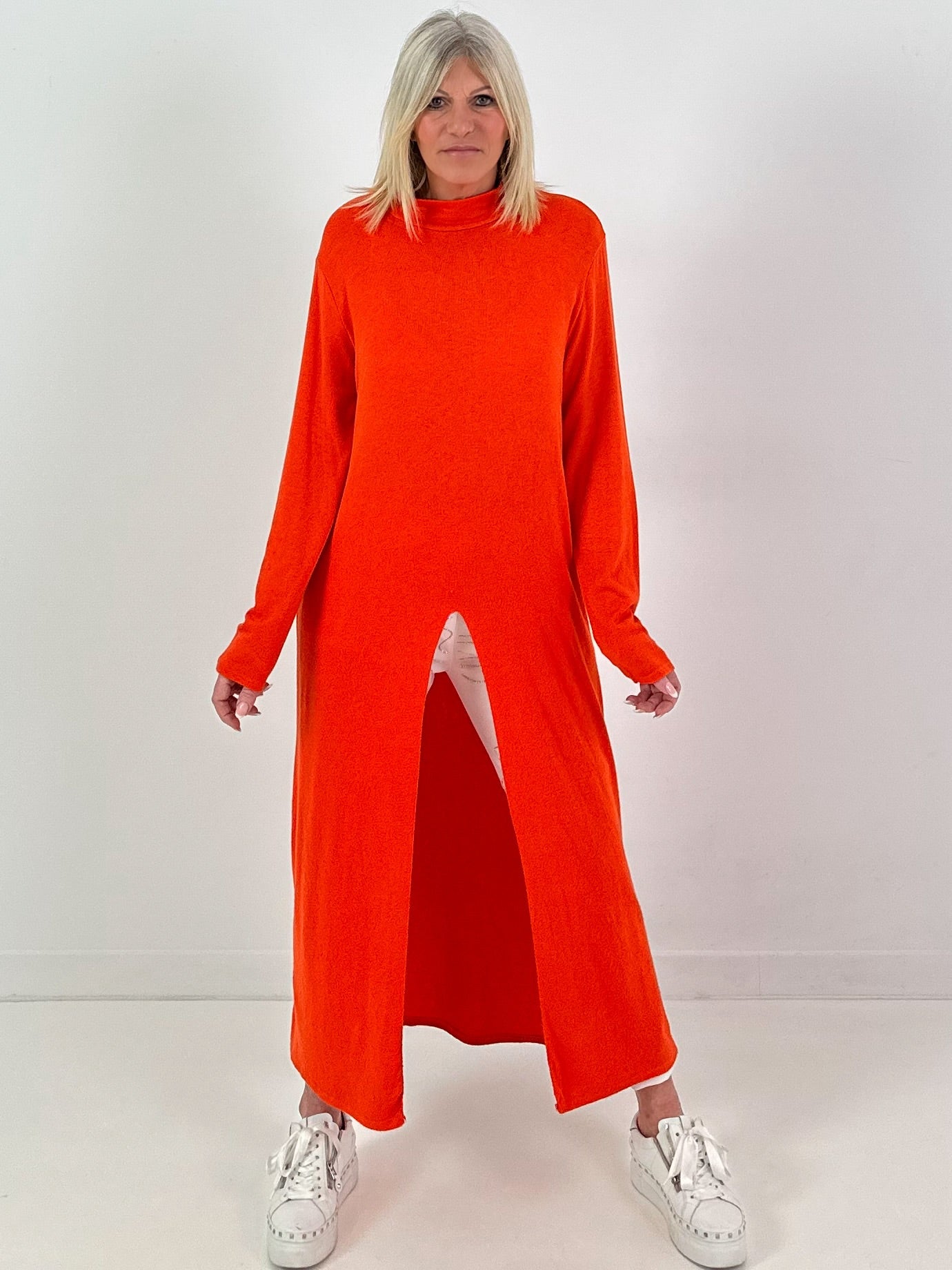 Long Pullover Modell "Calm Comfort" - orange