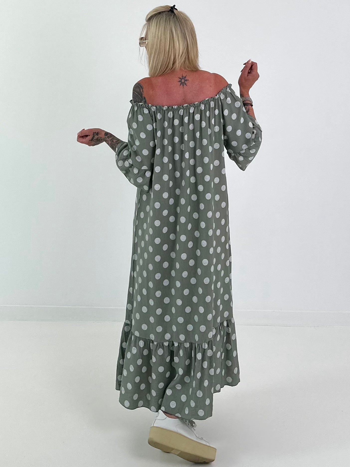 Carmen Sommerkleid mit Tupfen - khaki